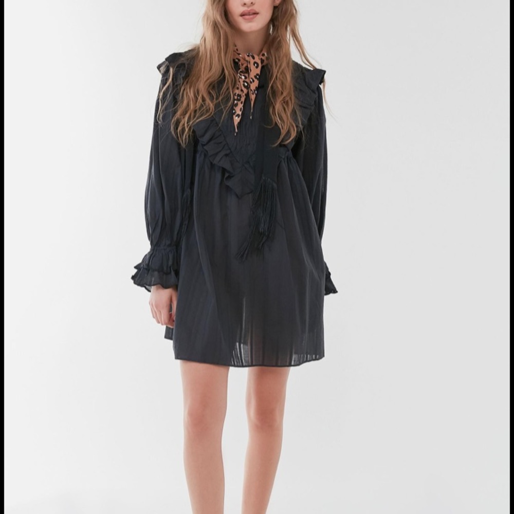 urban outfitters black babydoll bib dress